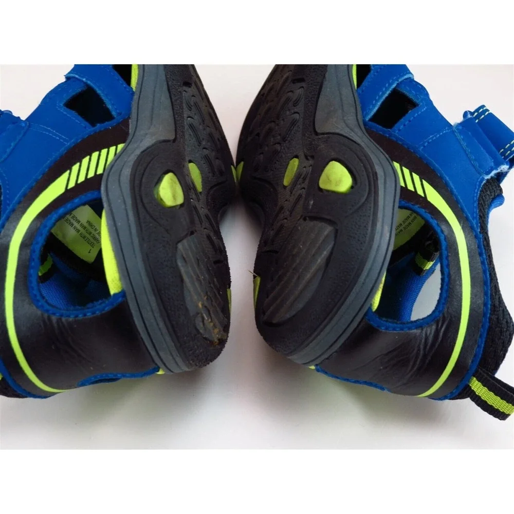 Cat & Jack Shoes Sz 1 Sandals Boys Youth‎ Blue Synthetic Hook & Loop Medium